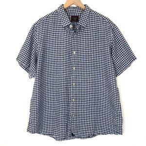 UNTUCKIT 100% Linen Shirt Men's XXL Blue Gingham Check Short Sleeve Button Up EC